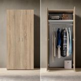 Guardaroba 2 Ante Marrone Rovere Appendiabiti un Ripiano 80x177h cm, 2 Ante - Istrana