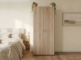 Guardaroba 2 Ante Marrone Rovere Appendiabiti un Ripiano 80x177h cm, 2 Ante - Istrana