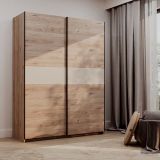 Guardaroba 2 Ante Marrone Rovere Beige Cashmere 2 Ripiani Appendiabiti 150x204h cm, 2 Ante - Manita