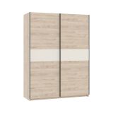 Guardaroba 2 Ante Marrone Rovere Beige Cashmere 2 Ripiani Appendiabiti 150x204h cm, 2 Ante - Manita