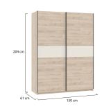 Guardaroba 2 Ante Marrone Rovere Beige Cashmere 2 Ripiani Appendiabiti 150x204h cm, 2 Ante - Manita