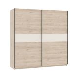 Guardaroba 2 Ante Marrone Rovere Beige Cashmere 2 Ripiani Appendiabiti 200x204h cm, 2 Ante - Nalika