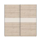 Guardaroba 2 Ante Marrone Rovere Beige Cashmere 2 Ripiani Appendiabiti 200x204h cm, 2 Ante - Nalika