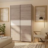 Guardaroba 2 Ante Marrone Rovere Bianco 2 Ripiani Appendiabiti 120x204h cm, 2 Ante - Maba