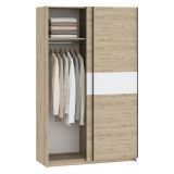 Guardaroba 2 Ante Marrone Rovere Bianco 2 Ripiani Appendiabiti 120x204h cm, 2 Ante - Maba