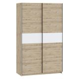 Guardaroba 2 Ante Marrone Rovere Bianco 2 Ripiani Appendiabiti 120x204h cm, 2 Ante - Maba