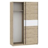 Guardaroba 2 Ante Marrone Rovere Bianco 2 Ripiani Appendiabiti 120x204h cm, 2 Ante - Maba