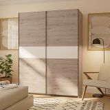 Guardaroba 2 Ante Marrone Rovere Bianco 2 Ripiani Appendiabiti 150x204h cm, 2 Ante - Manita
