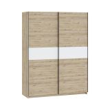 Guardaroba 2 Ante Marrone Rovere Bianco 2 Ripiani Appendiabiti 150x204h cm, 2 Ante - Manita