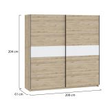 Guardaroba 2 Ante Marrone Rovere Bianco 2 Ripiani Appendiabiti 200x204h cm, 2 Ante - Nalika