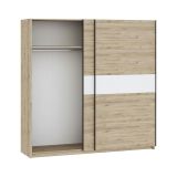 Guardaroba 2 Ante Marrone Rovere Bianco 2 Ripiani Appendiabiti 200x204h cm, 2 Ante - Nalika