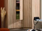 Guardaroba 2 Ante Marrone Rovere Bianco Appendiabiti 2 Cassetti 80x205h cm, 4 Ripiani - Cimena