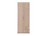 Guardaroba 2 Ante Marrone Rovere Bianco Appendiabiti 2 Cassetti 80x205h cm, 4 Ripiani - Cimena