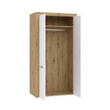Guardaroba 2 Ante Marrone Rovere Bianco un Ripiano Appendiabiti 100x192h cm, Apertura Battente - Lesemelo