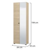 Guardaroba 2 Ante Marrone Rovere Marrone Appendiabiti 3 Ripiani 64x194h cm, 2 Ante - Azzano