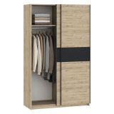 Guardaroba 2 Ante Marrone Rovere Nero Antracite 2 Ripiani Appendiabiti 120x204h cm, 2 Ante - Maba