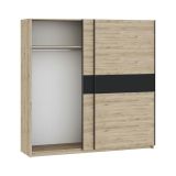 Guardaroba 2 Ante Marrone Rovere Nero Antracite 2 Ripiani Appendiabiti 200x204h cm, 2 Ante - Nalika