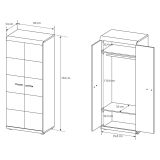 Guardaroba 2 Ante Marrone Rovere Nero Appendiabiti 2 Ripiani 80x194h cm, 2 Ante - Mostaarr