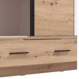 Guardaroba 2 Ante Marrone Rovere Nodi 4 Ripiani Appendiabiti 205x216h cm, 2 Cassetti - Copala