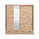 Guardaroba 2 Ante Marrone Rovere Nodi 4 Ripiani Appendiabiti 205x216h cm, 2 Cassetti - Copala