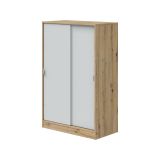 Guardaroba 2 Ante Marrone Rovere Nodi Bianco 2 Ripiani Apertura Scorrevole 77x119h cm, 3 Vani - Stelvio