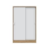 Guardaroba 2 Ante Marrone Rovere Nodi Bianco 2 Ripiani Apertura Scorrevole 77x119h cm, 3 Vani - Stelvio