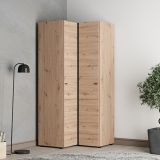 Guardaroba 2 Ante Marrone Rovere Nodi Bianco 4 Ripiani Apertura Battente 95x208h cm, Angolare - Tavole