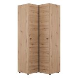 Guardaroba 2 Ante Marrone Rovere Nodi Bianco 4 Ripiani Apertura Battente 95x208h cm, Angolare - Tavole