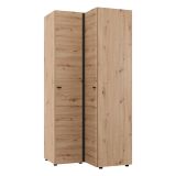 Guardaroba 2 Ante Marrone Rovere Nodi Bianco 4 Ripiani Apertura Battente 95x208h cm, Angolare - Tavole