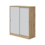 Guardaroba 2 Ante Marrone Rovere Nodi Bianco 4 Ripiani Apertura Scorrevole 100x119h cm, 6 Vani - Resana