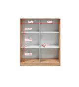 Guardaroba 2 Ante Marrone Rovere Nodi Bianco 4 Ripiani Apertura Scorrevole 100x119h cm, 6 Vani - Resana