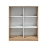 Guardaroba 2 Ante Marrone Rovere Nodi Bianco 4 Ripiani Apertura Scorrevole 100x119h cm, 6 Vani - Resana