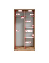 Guardaroba 2 Ante Marrone Rovere Nodi Bianco 4 Ripiani Appendiabiti 100x200h cm, Apertura Scorrevole - Orgosolo