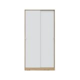 Guardaroba 2 Ante Marrone Rovere Nodi Bianco 4 Ripiani Appendiabiti 100x200h cm, Apertura Scorrevole - Orgosolo