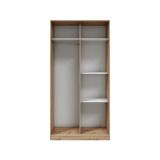 Guardaroba 2 Ante Marrone Rovere Nodi Bianco 4 Ripiani Appendiabiti 100x200h cm, Apertura Scorrevole - Orgosolo