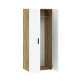 Guardaroba 2 Ante Marrone Rovere Nodi Bianco un Ripiano 2 Cassetti 74x214h cm, Appendiabiti - Buriasco