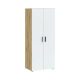 Guardaroba 2 Ante Marrone Rovere Nodi Bianco un Ripiano 2 Cassetti 74x214h cm, Appendiabiti - Buriasco