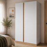 Guardaroba 2 Ante Marrone Rovere Nodi Grigio Appendiabiti 5 Ripiani 97x194h cm, 2 Ante - Kabatoli