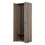 Guardaroba 2 Ante Marrone Rovere Nodi Marrone Noce un Ripiano Appendiabiti 67.5x195h cm, Apertura Battente - Pinasca