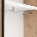 Guardaroba 2 Ante Marrone Rovere Nodi Nero 2 Ripiani Appendiabiti 220x205h cm, Apertura Scorrevole - Lalibe