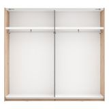 Guardaroba 2 Ante Marrone Rovere Nodi Nero 2 Ripiani Appendiabiti 220x205h cm, Apertura Scorrevole - Lalibe