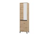 Guardaroba 2 Ante Marrone Rovere Nodi Nero Appendiabiti 2 Ripiani 54.5x205.5h cm, 2 Ante - Monta