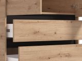 Guardaroba 2 Ante Marrone Rovere Nodi Nero Appendiabiti 3 Cassetti 93x211h cm, un Ripiano - Vimercatii