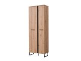 Guardaroba 2 Ante Marrone Rovere Nodi Nero Appendiabiti 3 Ripiani 70.5x194.5h cm, 2 Ante - Seriate