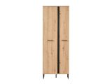 Guardaroba 2 Ante Marrone Rovere Nodi Nero Appendiabiti 3 Ripiani 70.5x194.5h cm, 2 Ante - Seriate