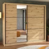 Guardaroba 2 Ante Marrone Rovere Nodi Nero Appendiabiti 9 Ripiani 242x215.5h cm, 2 Ante - Sergnano