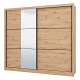 Guardaroba 2 Ante Marrone Rovere Nodi Nero Appendiabiti 9 Ripiani 242x215.5h cm, 2 Ante - Sergnano