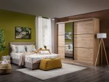 Guardaroba 2 Ante Marrone Rovere Nodi Nero Appendiabiti 9 Ripiani 242x215.5h cm, 2 Ante - Sergnano
