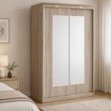 Guardaroba 2 Ante Marrone Rovere Traparente Appendiabiti 2 Ripiani 120x195h cm, 2 Ante - Lesela