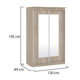 Guardaroba 2 Ante Marrone Rovere Traparente Appendiabiti 2 Ripiani 120x195h cm, 2 Ante - Lesela